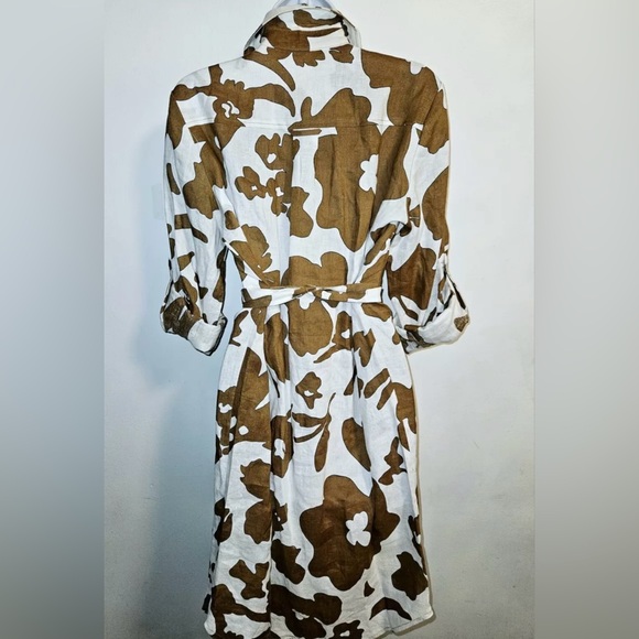 Magaschoni Linen Dress Cowhide Floral Small - Picture 2 of 3